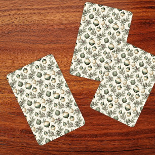 Baraja De Cartas Ornamentos de Navidad Sage Green y Gold