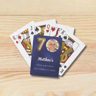 Baraja De Cartas Oro azul marino 70ª fiesta de cumpleaños de fotos