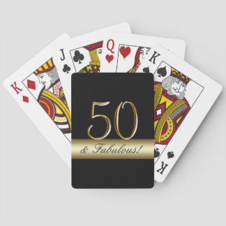 Baraja De Cartas Oro Metálico Negro 50 cumpleaños