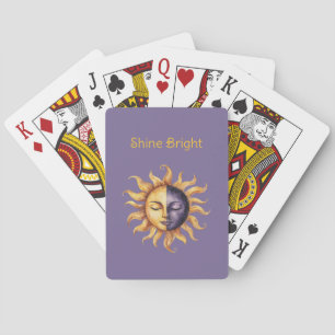 Baraja De Cartas Oro Púrpura Brilla Sol Brillante