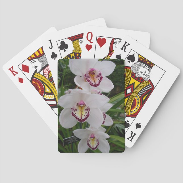 Baraja De Cartas Orquídeas Blancas Hermosas Flores Tropicales (Reverso)