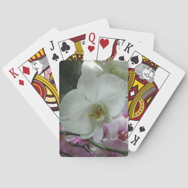 Baraja De Cartas Orquídeas blancas y moradas (Reverso)