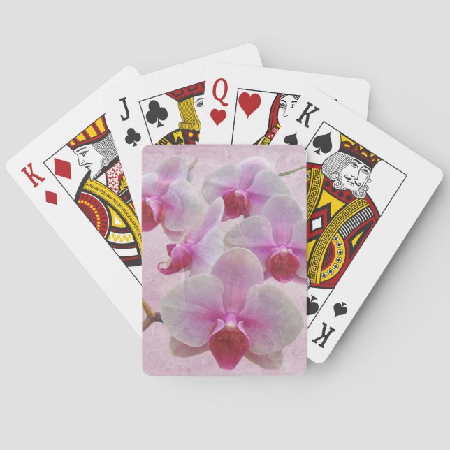 Baraja De Cartas Orquídeas de poliéster rosadas - Falenopsis (Reverso)