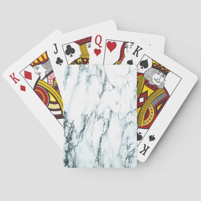 Baraja De Cartas Oscuro aspecto de mármol de la vena turquesa (Reverso)