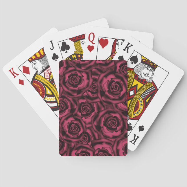 Baraja De Cartas Oscuros rosas de Borgoña . (Reverso)