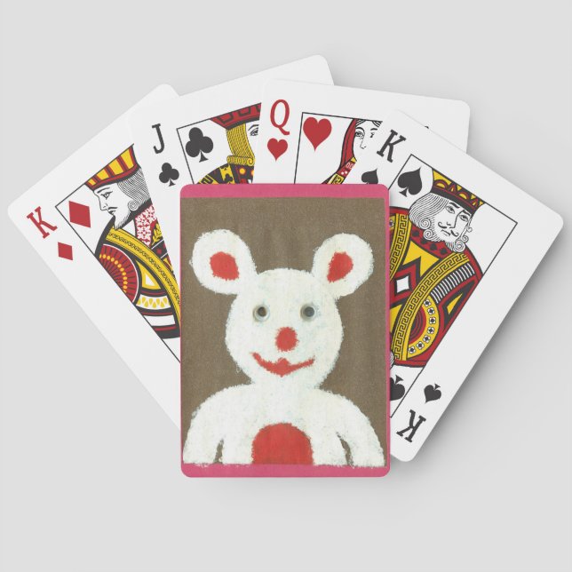 Baraja De Cartas Oso blanco con nariz roja, boca y oidos (Santa) (Reverso)