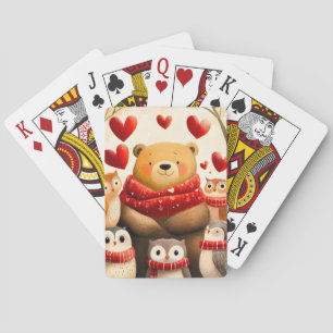 Baraja De Cartas Oso búho familia bosque acogedor amor invernal