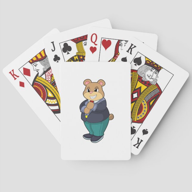 Baraja De Cartas Oso como novio con traje (Reverso)