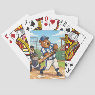 Baraja De Cartas Oso de dibujos animados jugando béisbol