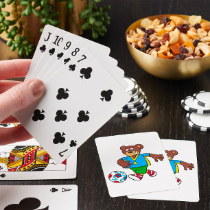 Baraja De Cartas Oso de fútbol jugando fútbol con uniforme deportiv