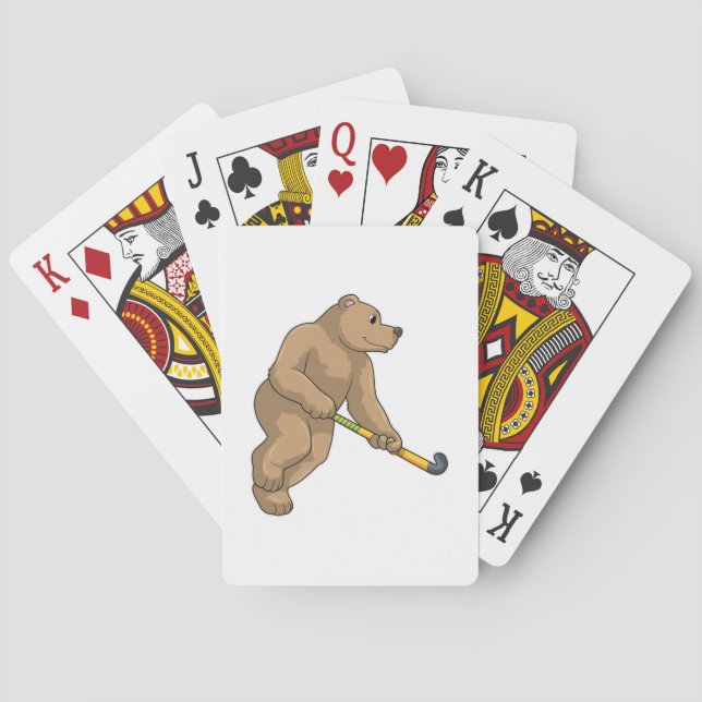 Baraja De Cartas Oso de hockey con bate de hockey (Reverso)