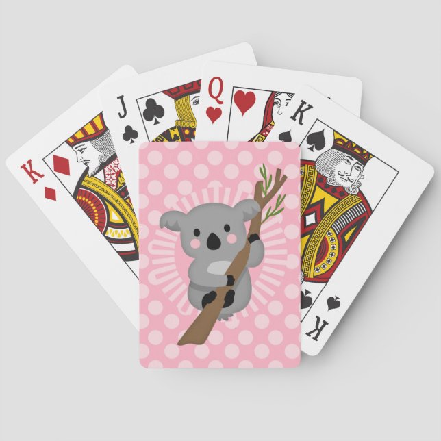 Baraja De Cartas Oso de Koala - Chica gris rosado (Reverso)