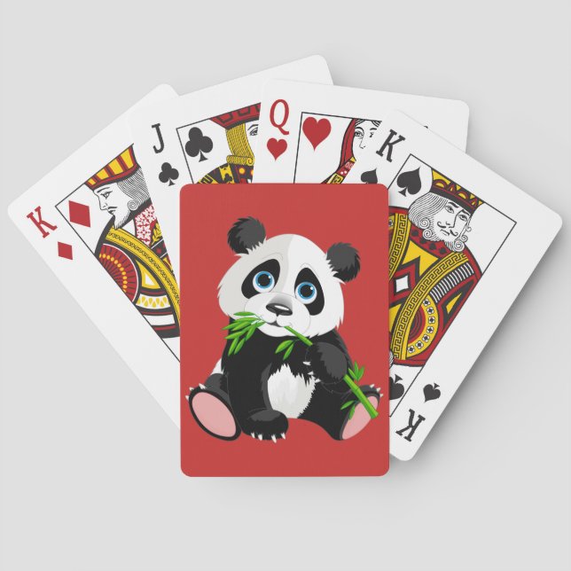 Baraja De Cartas Oso de Panda animado lindo (Reverso)