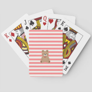 Baraja De Cartas Oso de peluche rayas rojas
