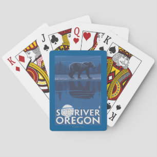 Baraja De Cartas Oso en claro de luna - río de Sun, Oregon