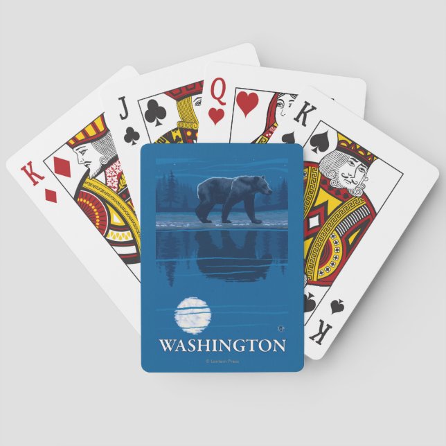 Baraja De Cartas Oso en claro de luna - Washington (Reverso)