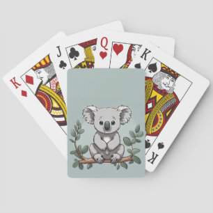 Baraja De Cartas Oso koala lindo en azul verdoso