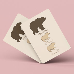 Baraja De Cartas Oso Mama Personalizado Con 2 Nombres De Niños Rega