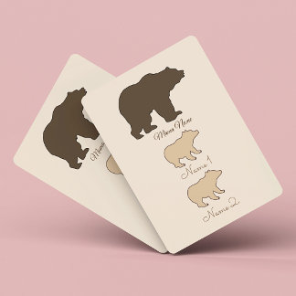 Baraja De Cartas Oso Mama Personalizado Con 2 Nombres De Niños Rega