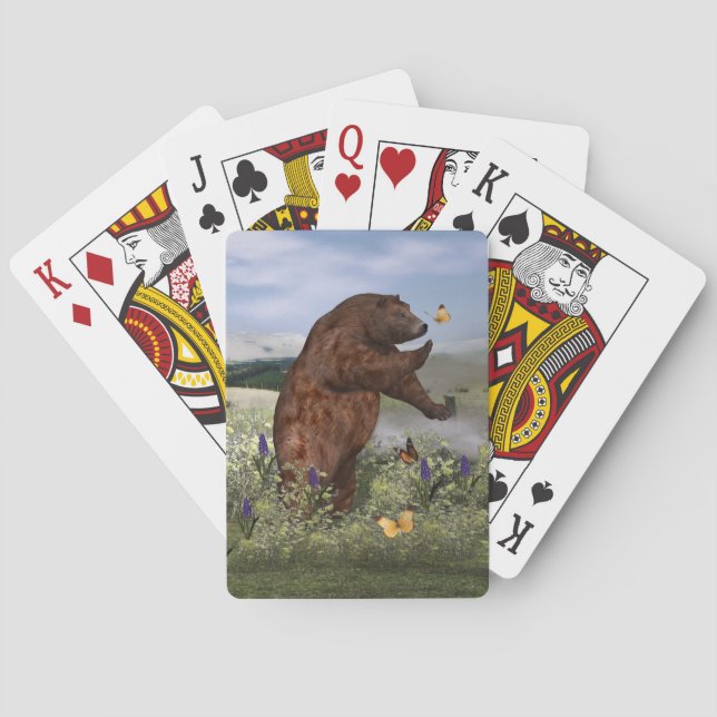 Baraja De Cartas Oso marrón en un campo (Reverso)