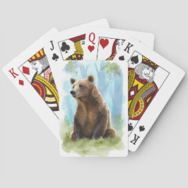 Baraja De Cartas Oso marrón, oso pardo jugando cartas- acuarela