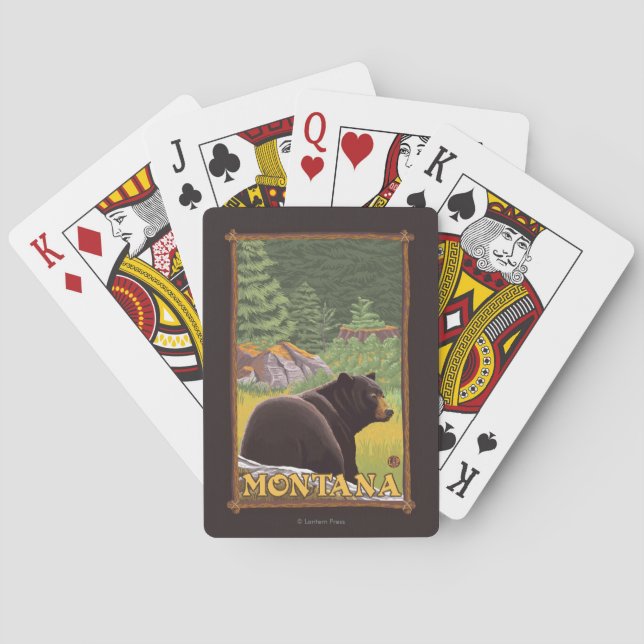Baraja De Cartas Oso negro en el bosque - Montana (Reverso)