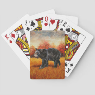 Baraja De Cartas Oso Negro en el bosque otoñal