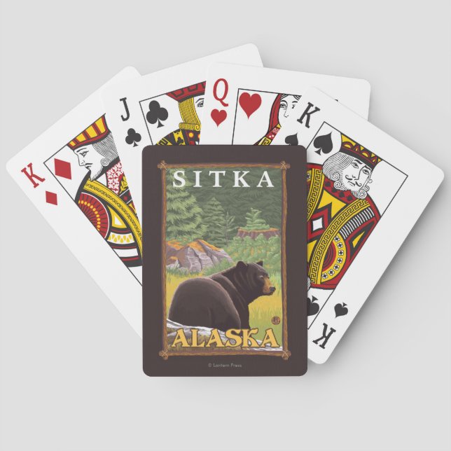 Baraja De Cartas Oso negro en el bosque - Sitka, Alaska (Reverso)