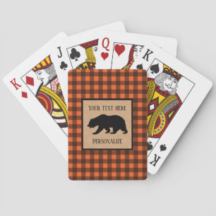 Baraja De Cartas Oso Negro En Un Personalizado de Cuadros Naranja y