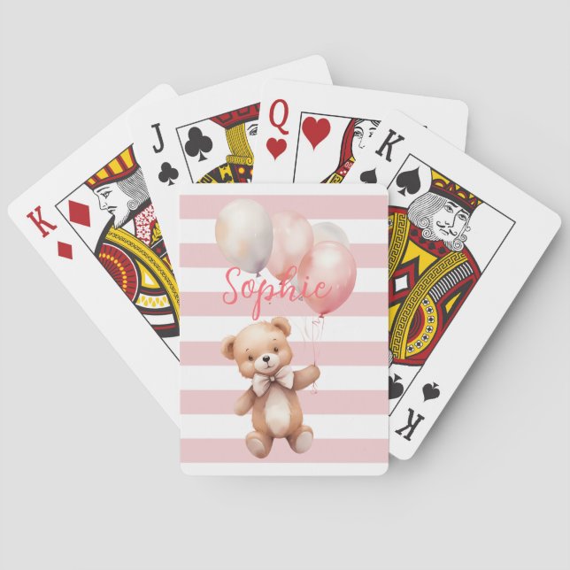 Baraja De Cartas Oso pequeño lindo en rosa (Reverso)
