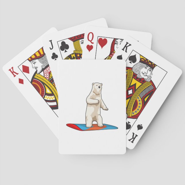 Baraja De Cartas Oso polar como snowboard con Snowboard (Reverso)