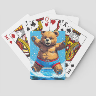 Baraja De Cartas Oso Salvaje Piscina Vintage de Verano