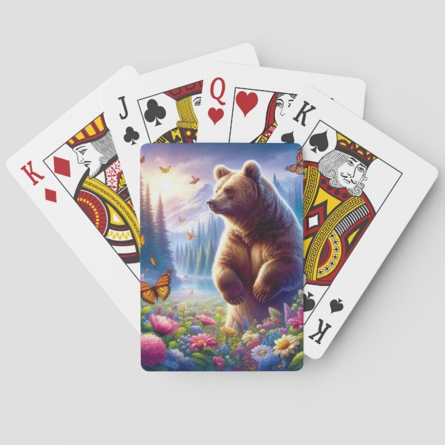Baraja De Cartas Oso y mariposas alegres y coloridos (Reverso)