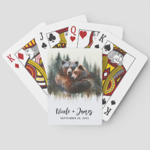 Baraja De Cartas Osos acuarelas y árboles de naturaleza rústica
