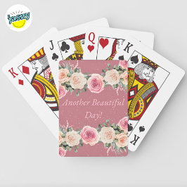 Baraja De Cartas Otro bello día floral rosa y blanca