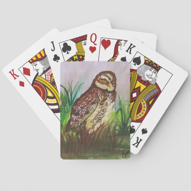 Baraja De Cartas Owl in nature watercolor art (Reverso)