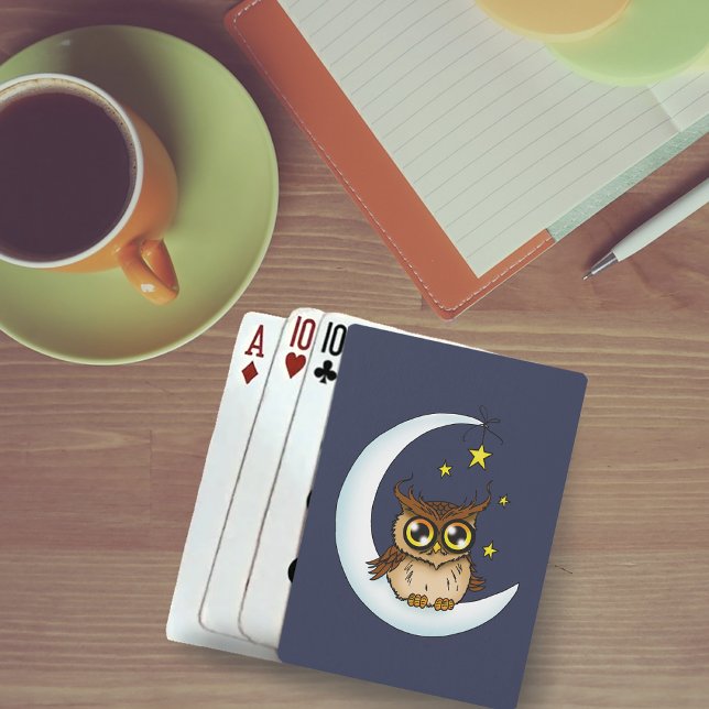Baraja De Cartas Owl Moon Blue Cute Stars (Subido por el creador)