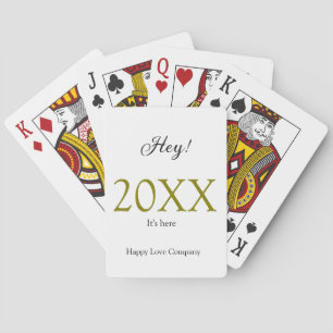 Baraja De Cartas Oye, es año nuevo añadir año dorado negro simple.