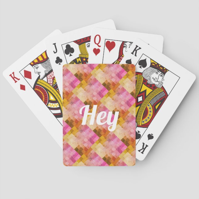 Baraja De Cartas Oye patrón geométrico de acuarela rosa (Reverso)
