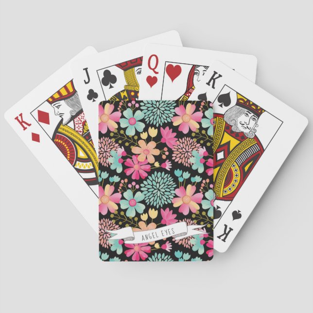Baraja De Cartas Pack de regalo de flores de gouache personalizadas (Reverso)