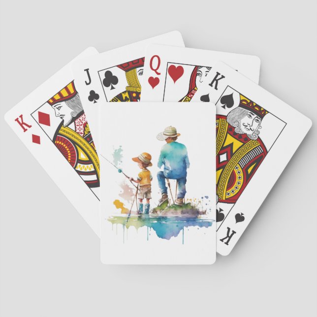 Baraja De Cartas Padre e hijo acuarela Ilustracion Ai Art (Reverso)