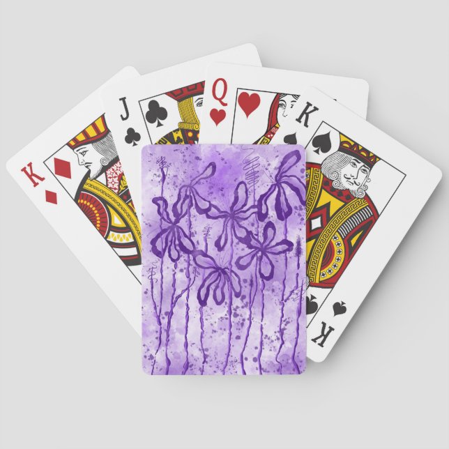 Baraja De Cartas Paint Splatter & Lilis morado (Reverso)
