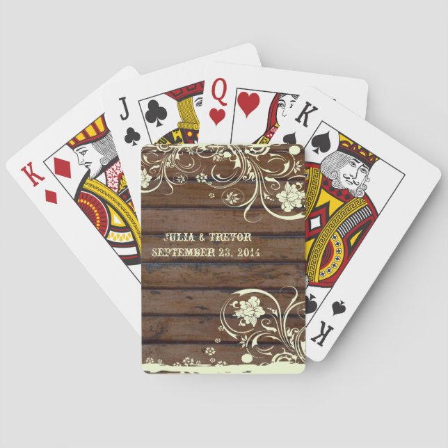 Baraja De Cartas País de madera oscura personalizado (Reverso)