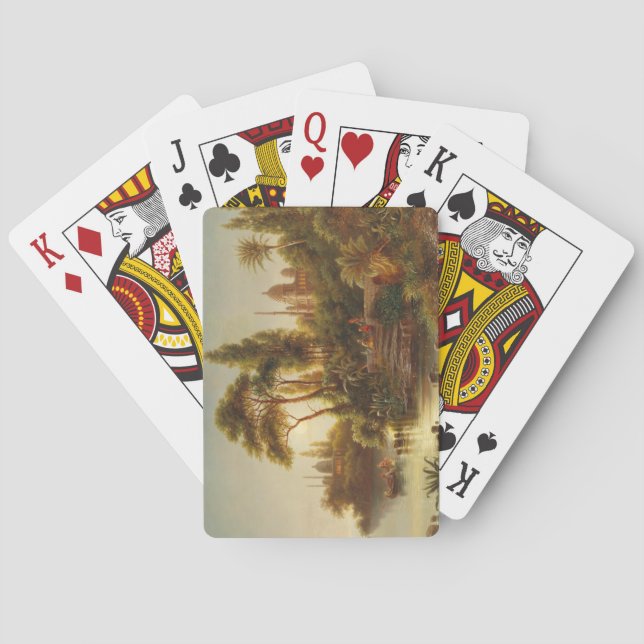 Baraja De Cartas Paisaje asiático a la luz de la noche (arte de la  (Reverso)