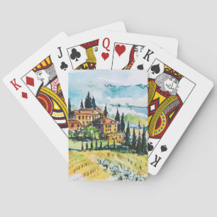 Baraja De Cartas Paisaje con los árboles de la ciudad y de ciprés