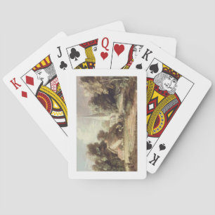 Baraja De Cartas Paisaje con una iglesia, cabaña, aldeanos y