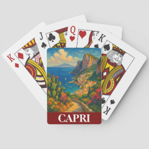 Baraja De Cartas Paisaje de Capri de Viaje Retro Italia