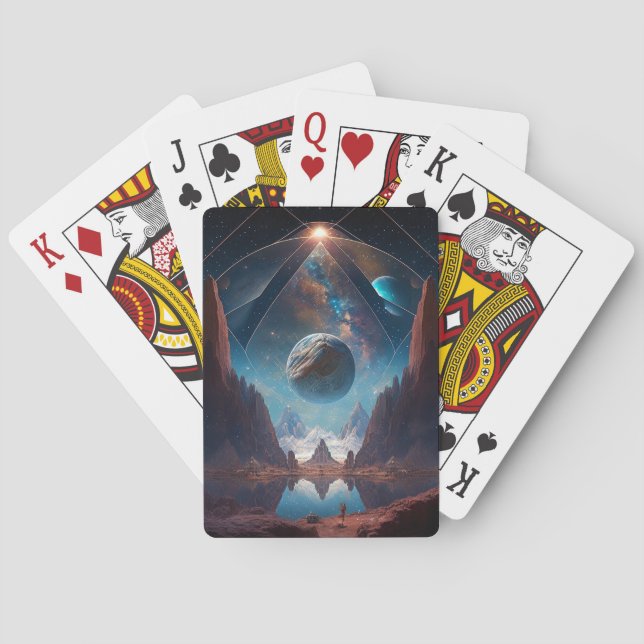 Baraja De Cartas Paisaje de Fantasía Cósmica (Reverso)