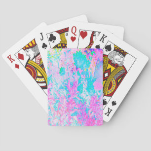 Baraja De Cartas Paisaje de Hortensias Azul Acuático y Rosa Calient