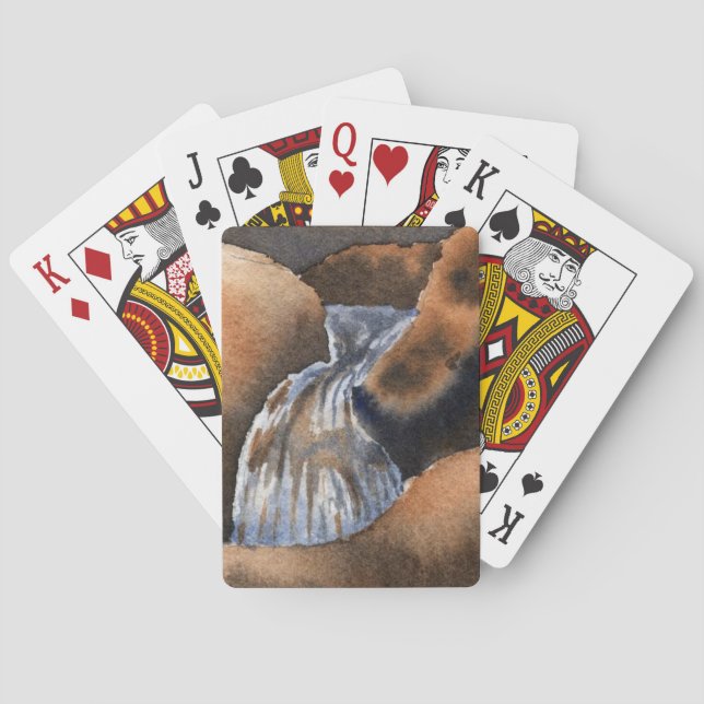 Baraja De Cartas Paisaje de la cascada de las montañas (Reverso)